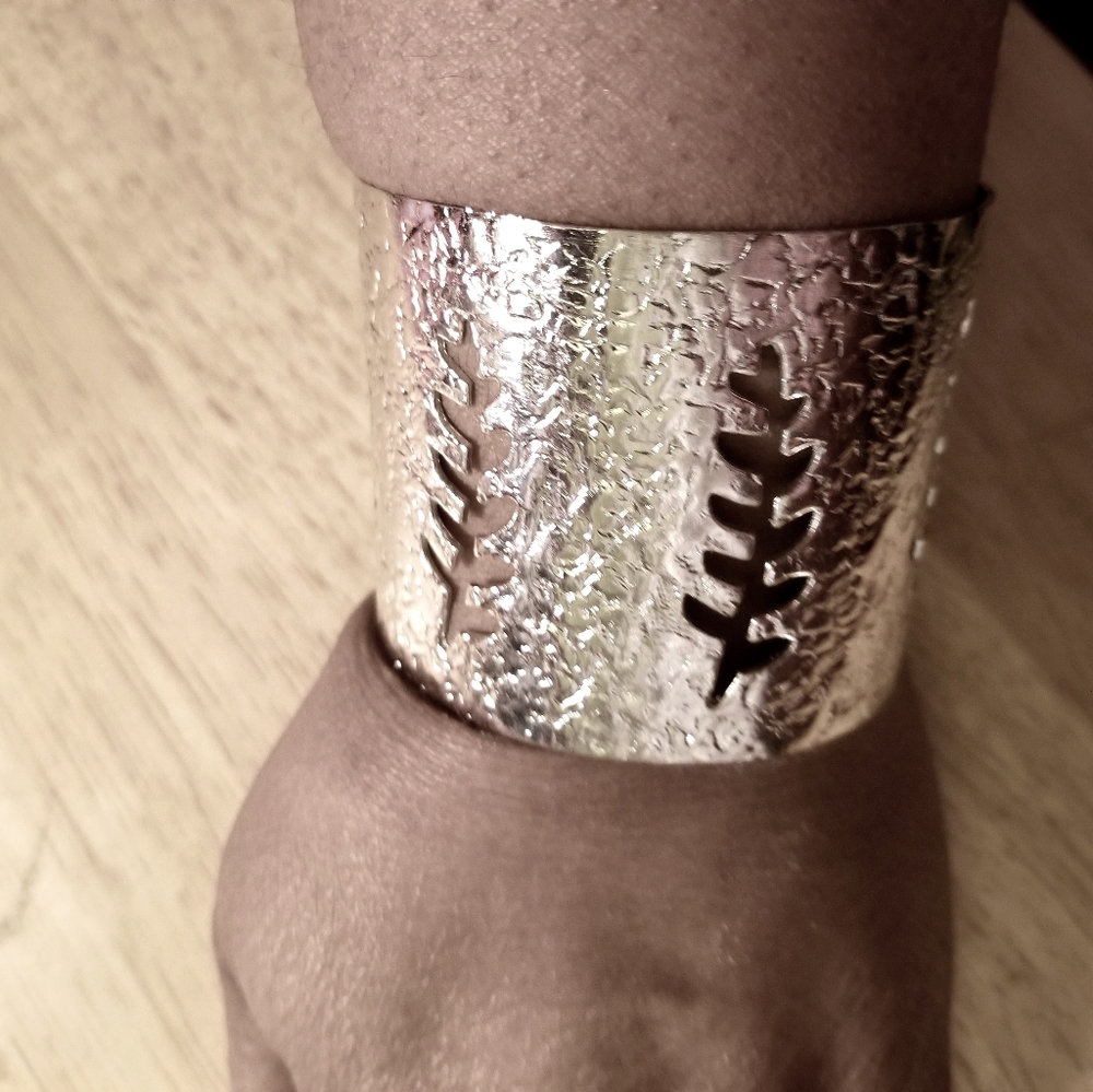 Indian Leaf Silver Cuff Bracelet
